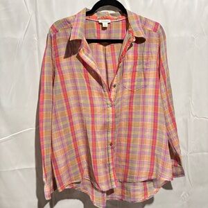 Sundance Pink and Yellow Plaid Button Down Shirt